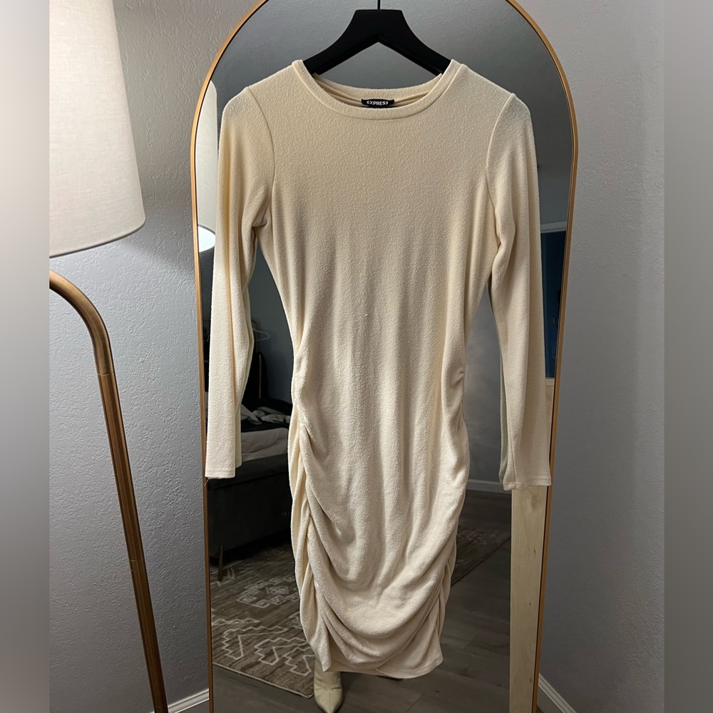 Express Cozy Ruched Long Sleeve Dress